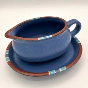 Dansk Mesa Sky Blue Gravy Boat & Underplate Portugal